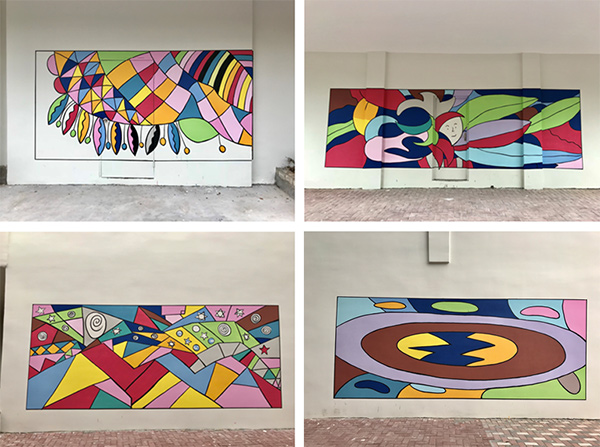 孩子們的畫作打造出一條絢麗的墻繪藝術(shù)風(fēng)景線